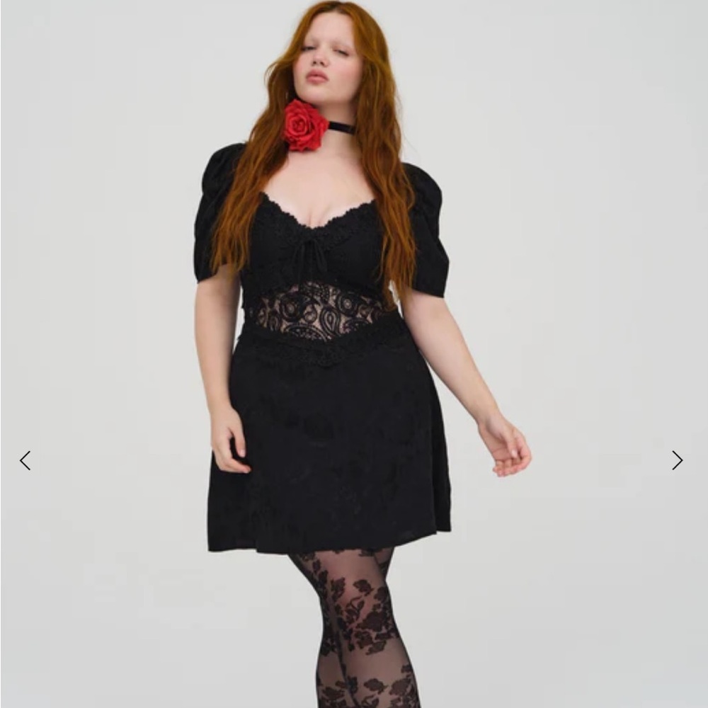 NWT For Love & Lemons Danielle Black Lace Mini Dress